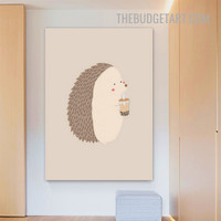 Hedgehog Cartoon Animal Modern Painting Picture Canvas Art Print For Room Wall Molding