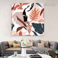 Leafage Pattern Abstract Scandinavian Painting Picture Canvas Wall Art Print for Room Finery