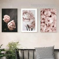 Peonies Flowers Floral Modern Painting Picture 3 Piece Canvas Art Prints for Room Wall Garnish