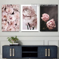 Peonies Flowers Floral Modern Painting Picture 3 Piece Canvas Art Prints for Room Wall Ornament