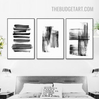 Brush Effect Abstract Modern Painting Picture 3 Piece Canvas Wall Art Prints for Room Arrangement