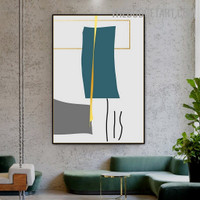 Curve Rectangles Abstract Nordic Modern Painting Image Canvas Print For Room Wall Ornament