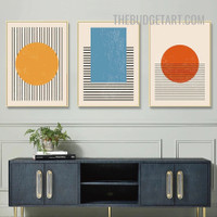 Geometric Shapes Abstract Contemporary Painting Picture 3 Piece Canvas Art Prints for Room Wall Finery