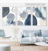 Dots Stains Watercolor Modern Painting Picture 3 Piece Abstract Canvas Wall Art Prints for Room Adornment