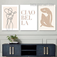 Nude Female Figure Abstract Scandinavian 3 Painting Picture Piece Canvas Wall Art Prints for Room Garnish