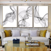 Curvy Lines Abstract Modern Painting Picture 3 Piece Canvas Wall Art Prints for Room Drape