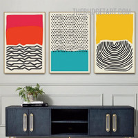 Zigzag Lines Geometric Modern Painting Picture 3 Piece Abstract Canvas Wall Art Prints for Room Décor