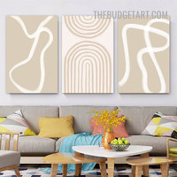 Curved Lines Scandinavian Painting Picture 3 Piece Abstract Canvas Art Prints for Room Wall Finery