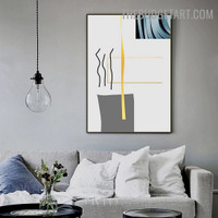 Zigzag Lines Abstract Nordic Modern Painting Image Canvas Print for Room Wall Spruce