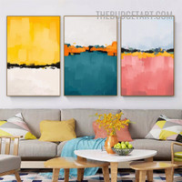 Multicolor Smudges Abstract Watercolor Modern Painting Picture Canvas 3 Piece Canvas Wall Art Prints for Room Tracery