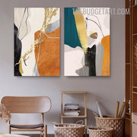 Colorific Smears Modern Painting Picture 2 Piece Abstract Canvas Art Prints for Room Wall Outfit