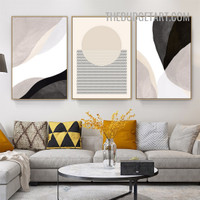 Zigzag Lines Abstract Geometric Contemporary Painting Picture 3 Piece Canvas Art Prints for Room Wall Outfit