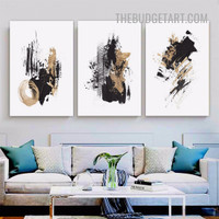 Stains Abstract Modern Painting Picture 3 Piece Canvas Wall Art Prints for Room Finery