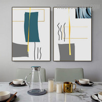 Straight Lines Abstract Nordic Modern Painting Image Canvas Print For Room Wall Trimming