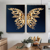 Butterfly Wings Abstract Modern Painting Picture 2 Piece Canvas Wall Art Prints for Room Molding