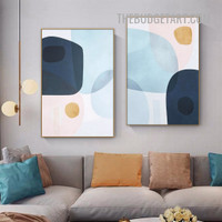 Colorific Stains Abstract Watercolor Scandinavian Painting Picture 2 Piece Canvas Wall Art Prints for Room Equipment