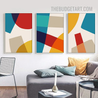 Multicolor Stigmas Modern Painting Picture 3 Piece Abstract Canvas Art Prints for Room Wall Garnish
