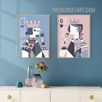 Poker Card Figure Modern Painting Picture 2 Piece Abstract Canvas Wall Art Prints for Room Trimming