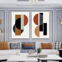 Geometric Shapes Scandinavian Painting Picture 2 Piece Abstract Canvas Wall Art Prints for Room Disposition