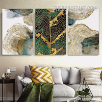 Leafage Design Modern Painting Picture 3 Piece Abstract Canvas Art Prints for Room Wall Decoration