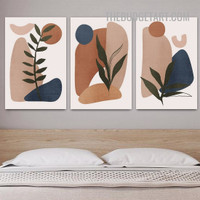 Leaves Design Abstract Scandinavian Painting Picture 3 Piece Canvas Art Prints for Room Wall Adornment