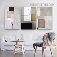 Geometric Vintage Painting Picture 3 Piece Abstract Canvas Art Prints for Room Wall Drape