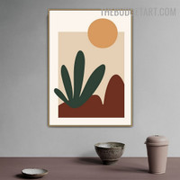 Hills Cactus  Abstract Scandinavian Modern Painting Image Canvas Print for Room Wall Trimming