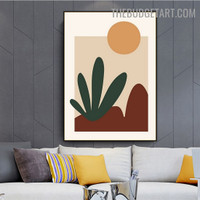 Hills Cactus  Abstract Scandinavian Modern Painting Image Canvas Print for Room Wall Flourish