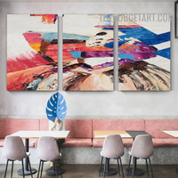 Color Splash Abstract Modern Heavy Texture Artist Handmade Framed Stretched 3 Piece Framed Canvas Painting for Wall Décor