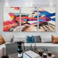 Color Splash Abstract Heavy Texture Art Handmade Stretched Framed 3 Piece Canvas Oil Painting Artwork Set Modern Oil Paintings for Interior Wall Decor