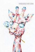 Cute Giraffes Animal Texture Knife Painting Handmade Stretched Framed Contemporary Painting for Home Décor