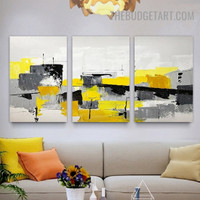 Colorful Strokes Abstract Modern Heavy Texture Artist Handmade Framed Stretched 3 Piece Framed Canvas Painting for Wall Décor