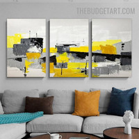 Colorful Strokes Abstract Heavy Texture Art Handmade Stretched Framed 3 Piece Canvas Oil Painting Artwork Set Modern Oil Paintings for Interior Wall Decor