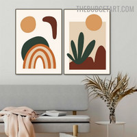 Hillside Abstract Scandinavian Modern Painting Image Canvas Print for Room Wall Ornament