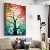 Colored Tree Botanical Abstract Handmade Contemporary Art Painting for Interior Wall Décor