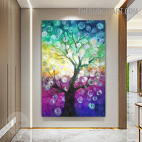 Fortune Tree Floral Abstract Handmade Contemporary Art Painting for Interior Wall Décor