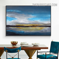 Secluded Watery Scene Abstract Landscape Modern Handmade Oil Painting for Living Room Décor
