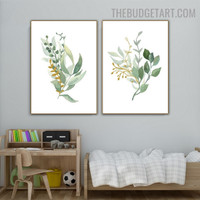 Buds Leaflets Abstract Botanical Modern Painting Photo Canvas Print for Room Wall Ornamentation