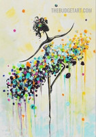 Joyful Dancer Abstract Figure Knife Painting Handmade Stretched Framed Contemporary Painting for Home Wall Decor