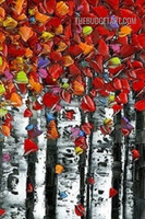 Multicolored Leaves Abstract Landscape Texture Canvas Painting Handmade Stretched Framed Modern Painting for Room Decor