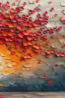 Red Flowers Tree Floral Abstract Knife Painting Handmade Stretched Framed Contemporary Painting for Home Décor