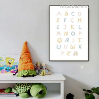 Colorful Alphabets Animated Modern Painting Photo Canvas Print for Room Decoration