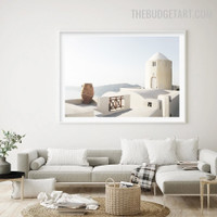 White Building Modern Painting Image Canvas Print for Room  Wall Finery