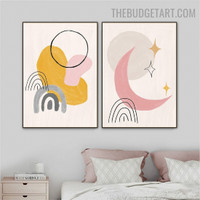 Moon Aster Abstract Scandinavian Modern Painting Picture Canvas Print for Room Wall Embellishment