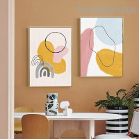 Curved Smears Abstract Scandinavian Modern Painting Image Canvas Print for Room Wall Outfit
