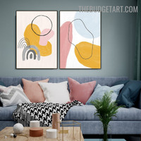 Curved Smears Abstract Scandinavian Modern Painting Image Canvas Print for Room Wall Tracery 
