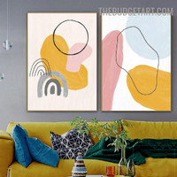Curved Smears Abstract Scandinavian Modern Painting Image Canvas Print for Room Wall Garnish