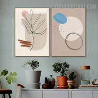 Leaf Scansion Abstract Scandinavian Modern Painting Picture Canvas Print for Room Wall Flourish