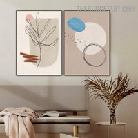 Leaf Scansion Abstract Scandinavian Modern Painting Picture Canvas Print for Room Wall Garniture