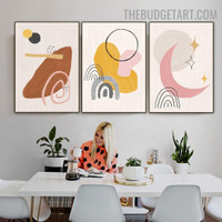 Moon Rainbow Trout Abstract Scandinavian Modern Painting Pic Canvas Print for Room Wall Trimming